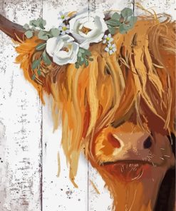 Cow With Daisies paint by number