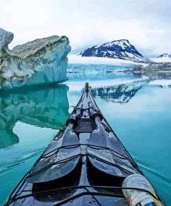 Norway Nature Mountain Canoe Water paint by number