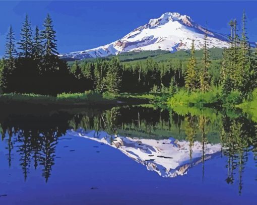Snowy Oregon Mountain paint by number