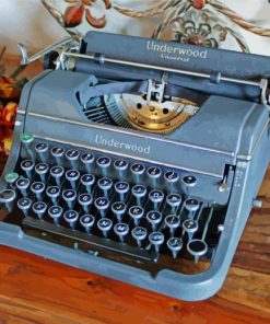 Vintage Grey Typewriter paint by number