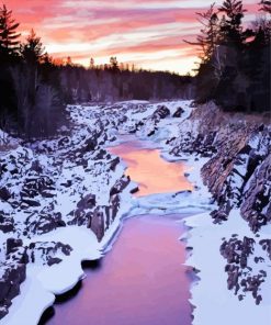 Winter Sunset Reflections paint by number