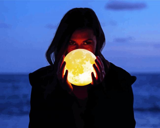 Woman Holding Moon paint by number