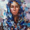 Woman With Blue Scarf Art paint by number