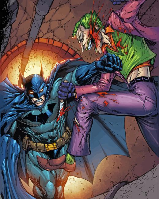 Batman And Joker Fighting paint by number
