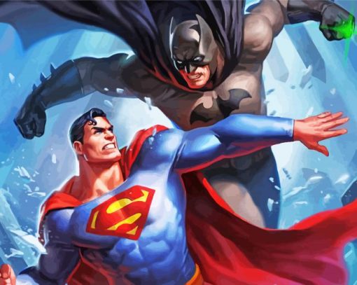 Batman And Superman Fight paint by number