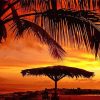 Beach Umbrella Sunset paint by number