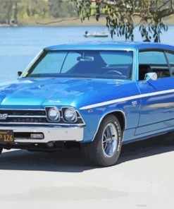 Blue Retro 1969 Chevy Chevelle paint by number