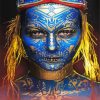 Blue Gold Face paint by number