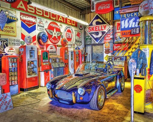 Classic Car Garage paint by number