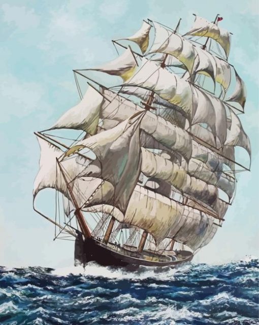 Clipper Ship Flying Cloud paint by number