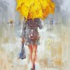 Lady With Yellow Umbrella Art paint by number