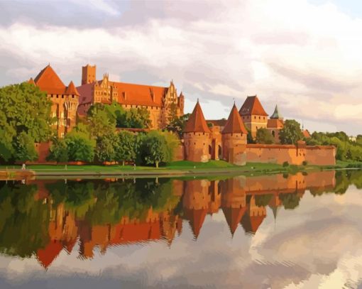 Malbork Castle Water Reflection paint by number