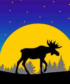 Moose And Moon Silhouette paint by number