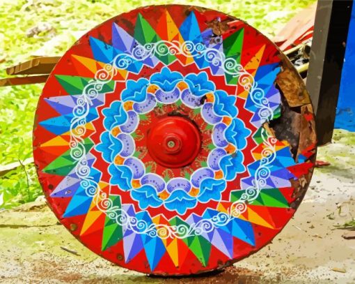 Costa Rican Ox Cart Wheel paint by number