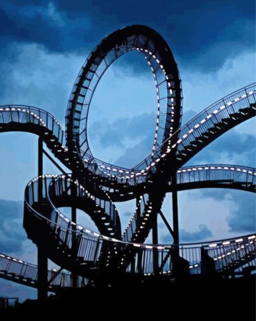 Roller Coasters At Night paint by number