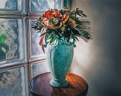 Vase Flowers By Window paint by number