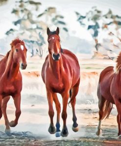 Brown Galloping Horses paint by number