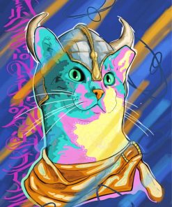 Colorful Viking Cat paint by number