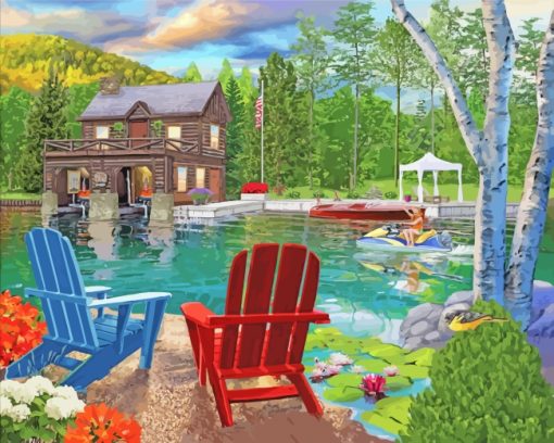 Fun Summer At The Lake paint by number