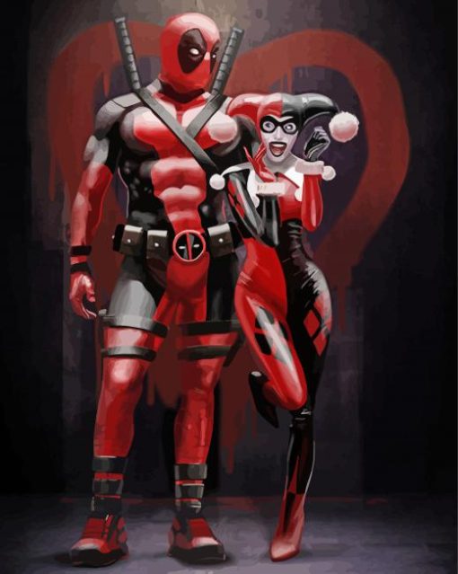 Harley And Deadpool paint by number