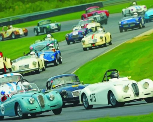 Vintage Race Cars paint by number