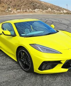 Yellow Chevy Corvette Stingray paint by number