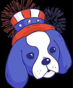 American Patriotic Puppy Dog paint by number
