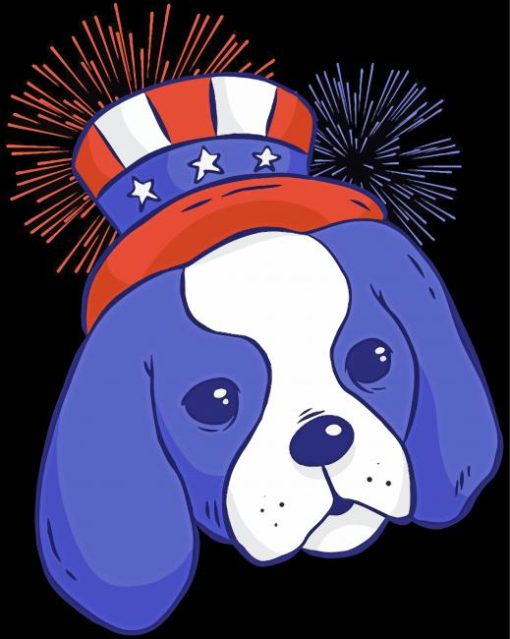 American Patriotic Puppy Dog paint by number