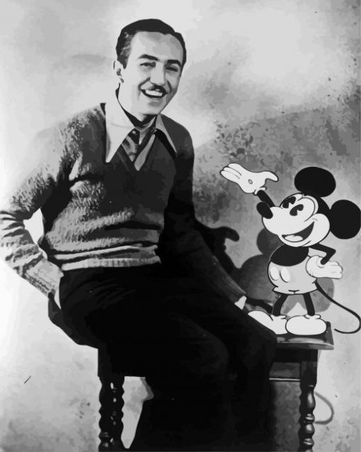 Black And White Walt Disney And Mickey paint by number