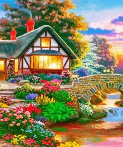 Bridge House Landscape paint by number