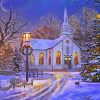 Christmas Church In Winter paint by number