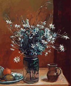 Flannel Flowers In Glass And Fruits Still Life paint by number