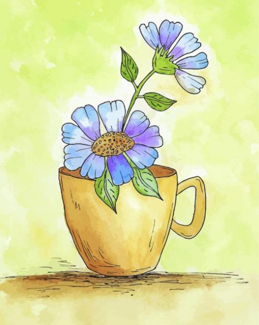 Flowers In Teacup paint by number