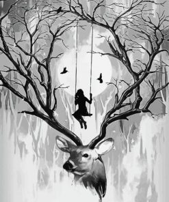 Girl Swing On Stag paint by number