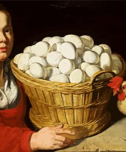 Girl With Eggs Basket paint by number