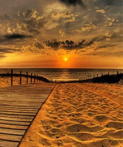 Gloomy Sky Walkway To Beach paint by number