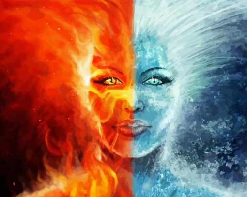 Ice And Fire Woman Face paint by number