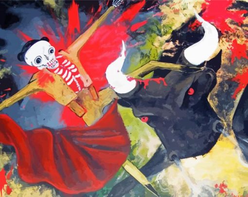 Mad Bull And Matador Skeleton Art paint by number