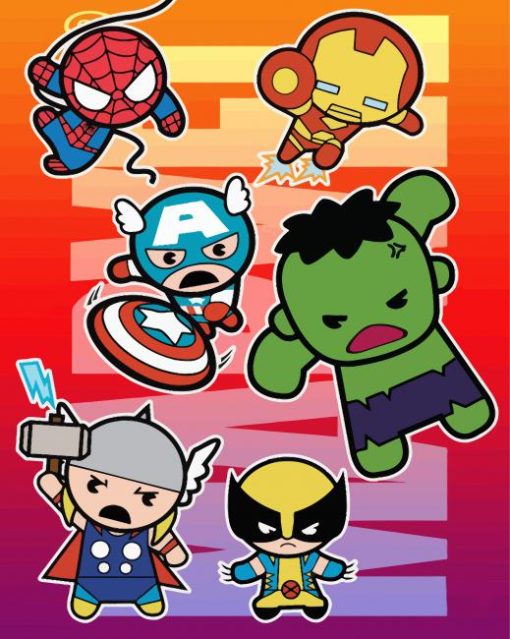 Marvel Chibi Superheroes paint by number