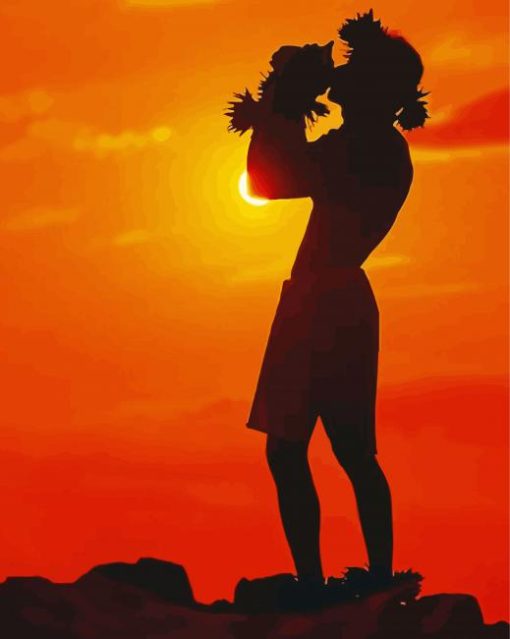 Native Island Man Silhouette paint bv number