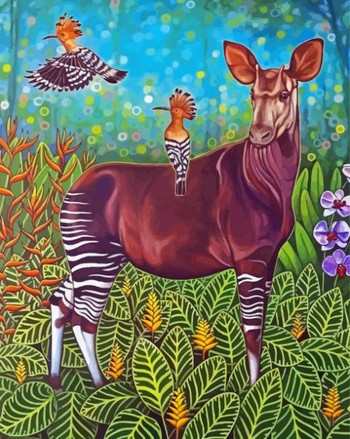 Okapi Forest Giraffe paint by number