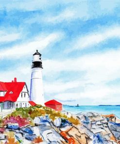 Portland Head Light Maine Art paint by number