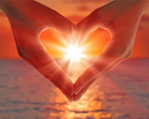 Sunset Sea Heart paint by number
