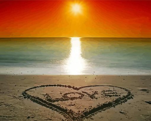 Sunset On The Beach paint by number