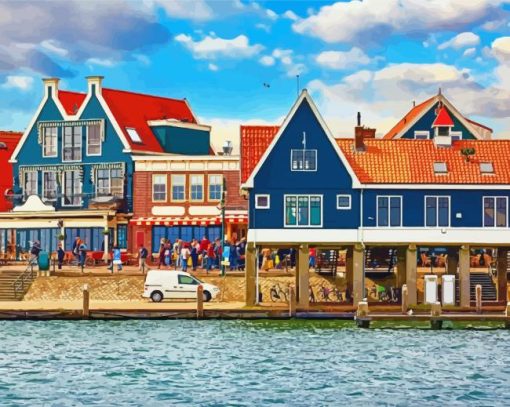 Volendam Buildings In Netherlands paint by number