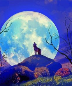 Wolf By Moonlight paint by number