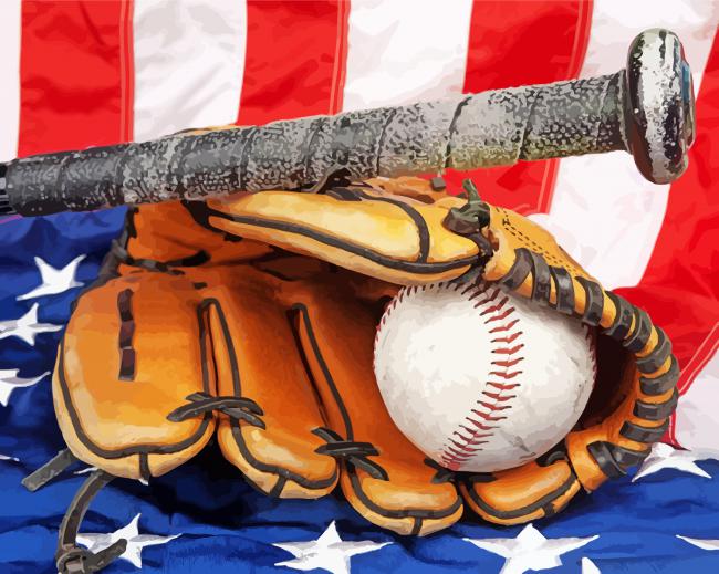 American Flag Baseball paint by number