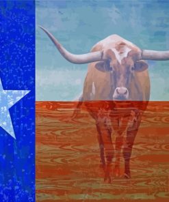 Texas Longhorn Flag paint by number