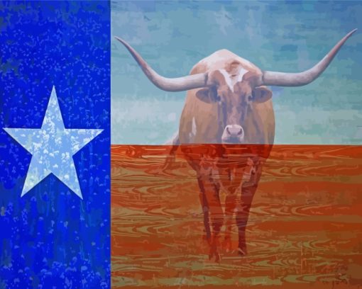 Texas Longhorn Flag paint by number