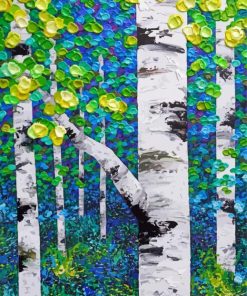 Colorful Landscapes With Birch Trees paint by number